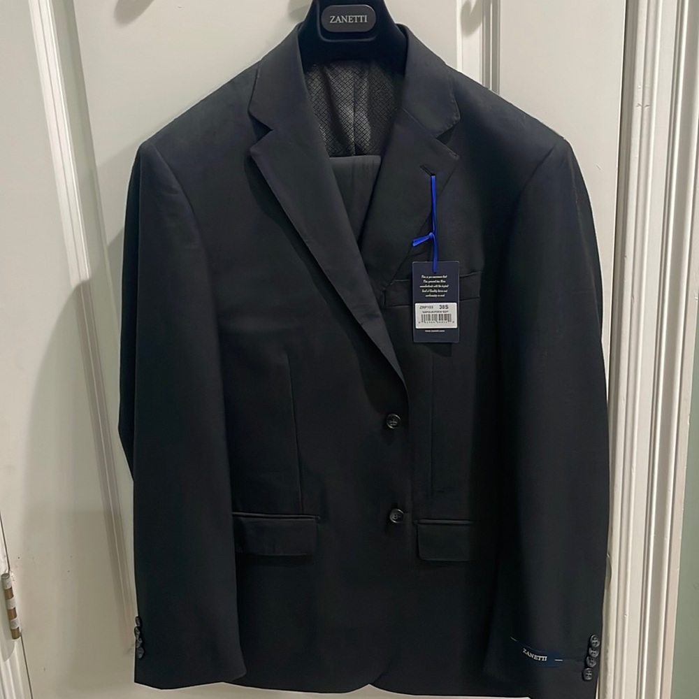 Zanetti Mens Slim Fit Suit Charcoal Grey